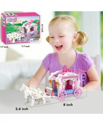 Girls Princess Carriage Building Sets Pink Royal Carriage Ride for Princess Building Blocks Creative Fairy Buildable Toys for...