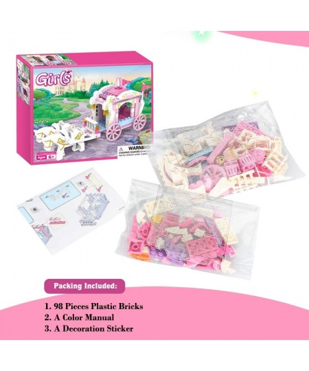 Girls Princess Carriage Building Sets Pink Royal Carriage Ride for Princess Building Blocks Creative Fairy Buildable Toys for...