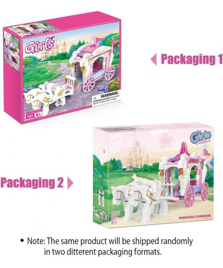 Girls Princess Carriage Building Sets Pink Royal Carriage Ride for Princess Building Blocks Creative Fairy Buildable Toys for...