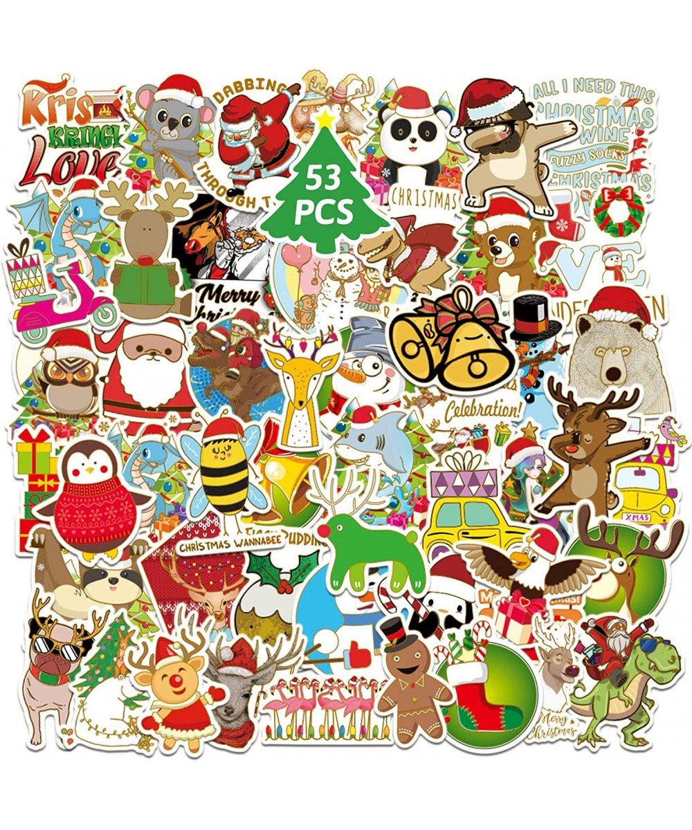 Christmas Stickers 53PCS Funny Santa Tree Gold Outline Sticker Decals Holiday Gifts for Water Bottles Crafts Sealing Label En...