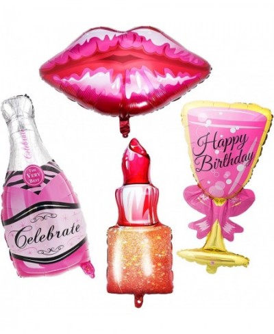 Lips Balloons Lipstick Foil Balloons for Women Champagne Bottle Balloons decorations Wine Glasses Foil Balloons for Birthday ...