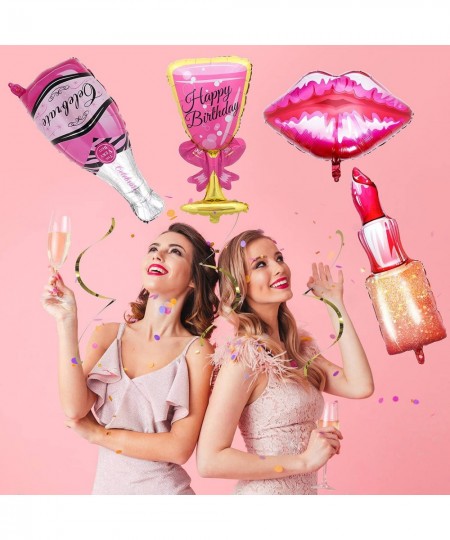 Lips Balloons Lipstick Foil Balloons for Women Champagne Bottle Balloons decorations Wine Glasses Foil Balloons for Birthday ...