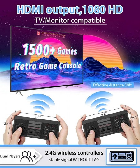 Retro Game Console with 1500 Retro Video Games HDMI HD Output NES Retro Game Console Old Arcade Plug and Play Video Games Con...