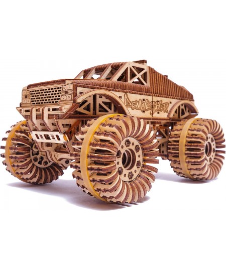 Monster Pickup Truck Car 3D Wooden Puzzle - Rides up to 18 feet - 8.3x6.3 in - Mechanical Detailed Car Model Kit - DIY Model ...