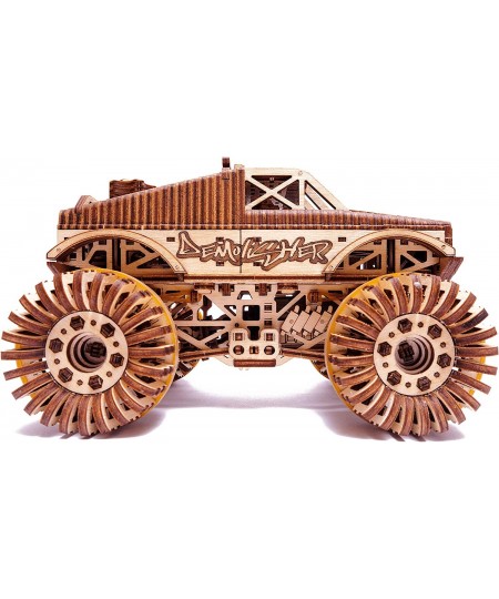 Monster Pickup Truck Car 3D Wooden Puzzle - Rides up to 18 feet - 8.3x6.3 in - Mechanical Detailed Car Model Kit - DIY Model ...