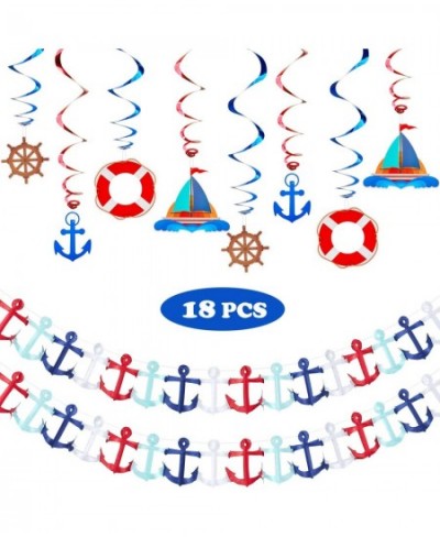 18 Pieces Nautical Birthday Party Decorations Includes Nautical Garland Nautical Party Themed Hanging Banner and Nautical Han...