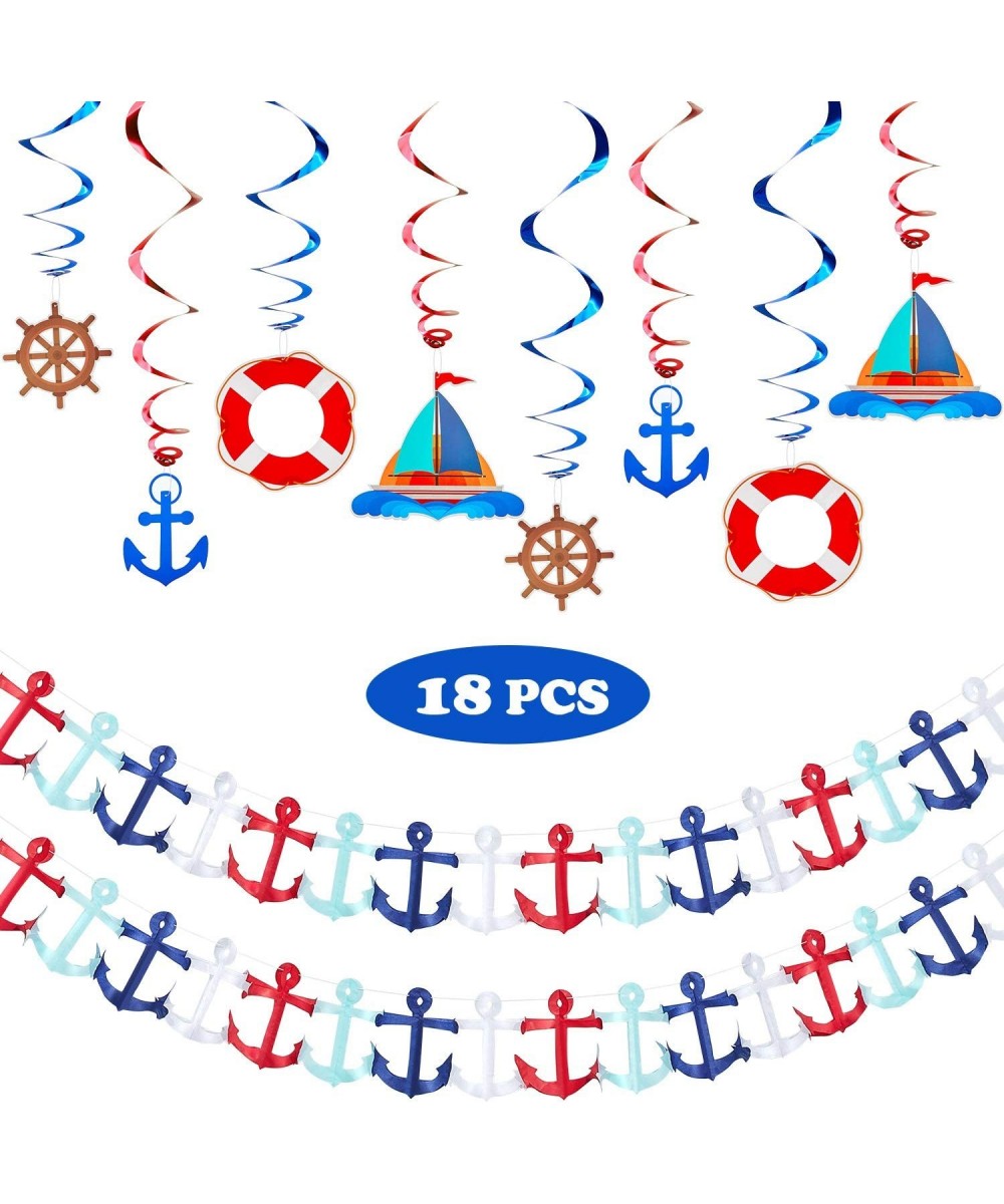 18 Pieces Nautical Birthday Party Decorations Includes Nautical Garland Nautical Party Themed Hanging Banner and Nautical Han...