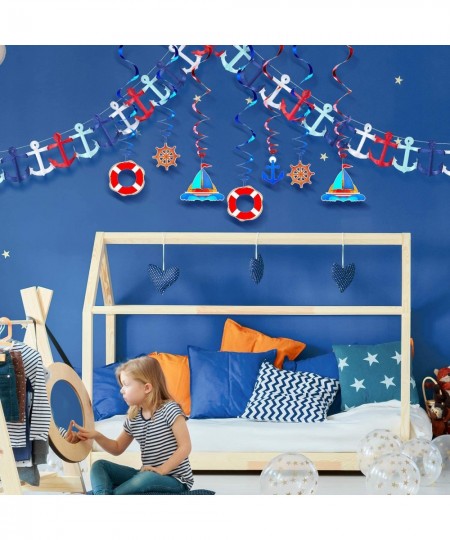 18 Pieces Nautical Birthday Party Decorations Includes Nautical Garland Nautical Party Themed Hanging Banner and Nautical Han...