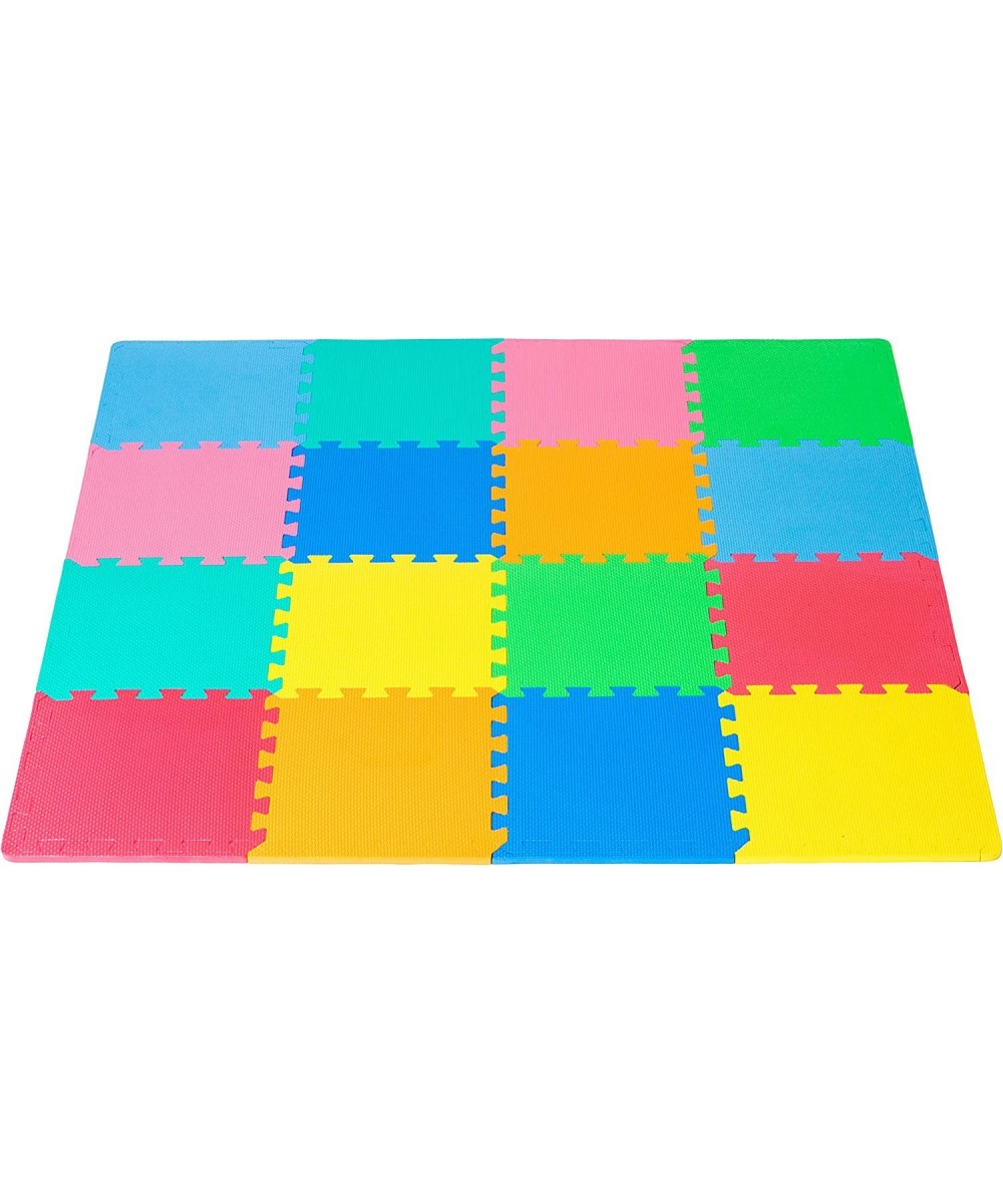 Kids Foam Puzzle Floor Play Mat with Solid Colors 36 Tiles or 16 Tiles with Borders $33.92 - Puzzle Play Mats