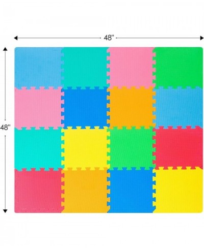 Kids Foam Puzzle Floor Play Mat with Solid Colors 36 Tiles or 16 Tiles with Borders $33.92 - Puzzle Play Mats