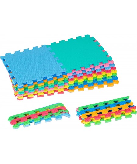 Kids Foam Puzzle Floor Play Mat with Solid Colors 36 Tiles or 16 Tiles with Borders $33.92 - Puzzle Play Mats