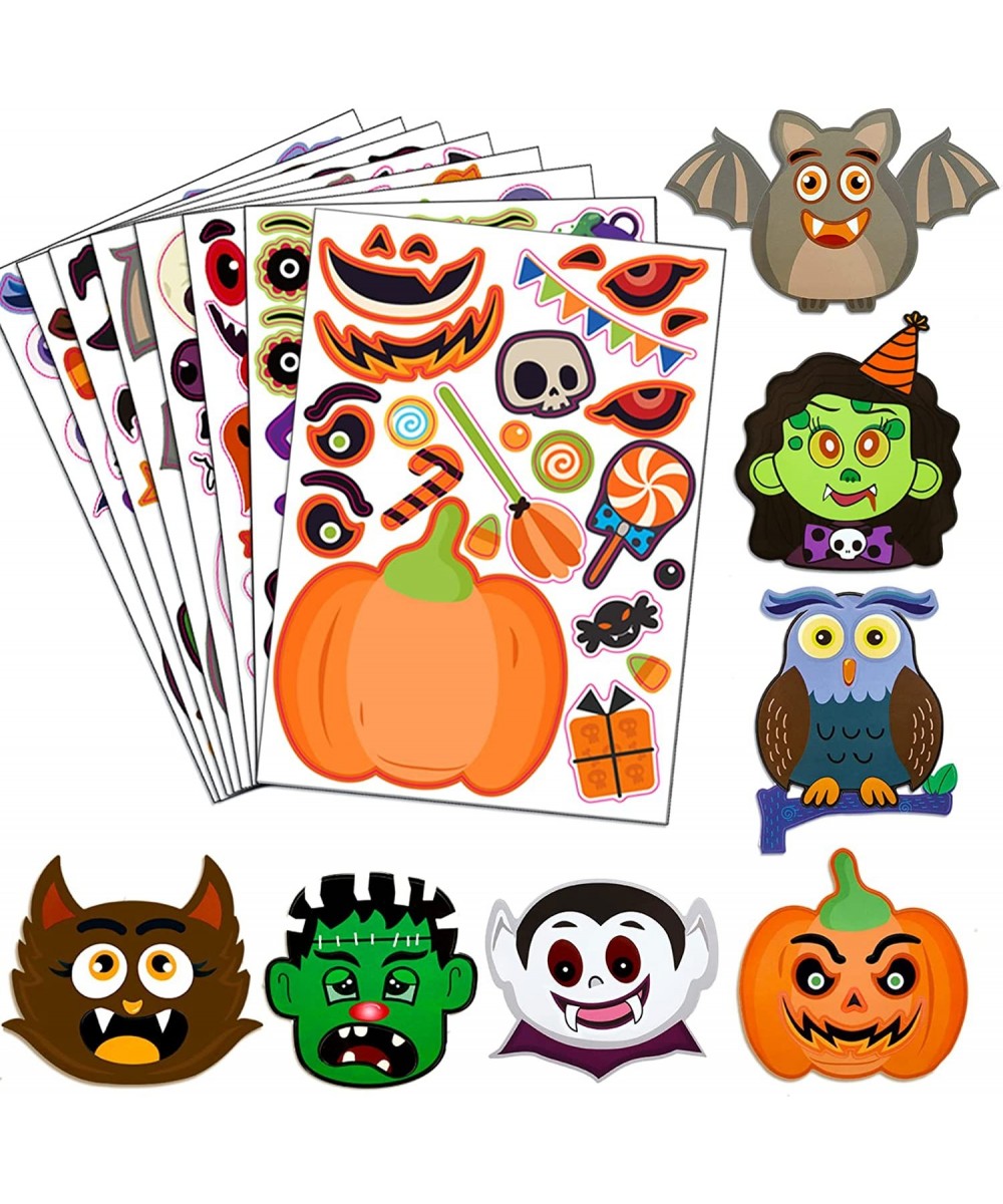 32 Sheets Halloween Make-a-face Stickers for Kids Gifts DIY Halloween Crafts Goodie Bag Fillers Halloween Party Favors Pumpki...