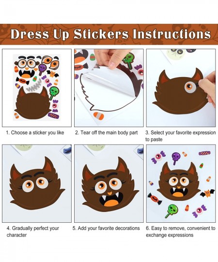 32 Sheets Halloween Make-a-face Stickers for Kids Gifts DIY Halloween Crafts Goodie Bag Fillers Halloween Party Favors Pumpki...