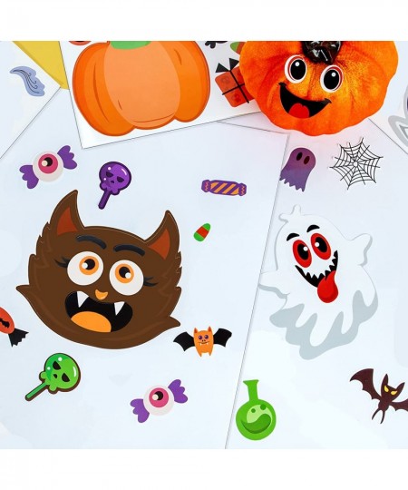 32 Sheets Halloween Make-a-face Stickers for Kids Gifts DIY Halloween Crafts Goodie Bag Fillers Halloween Party Favors Pumpki...