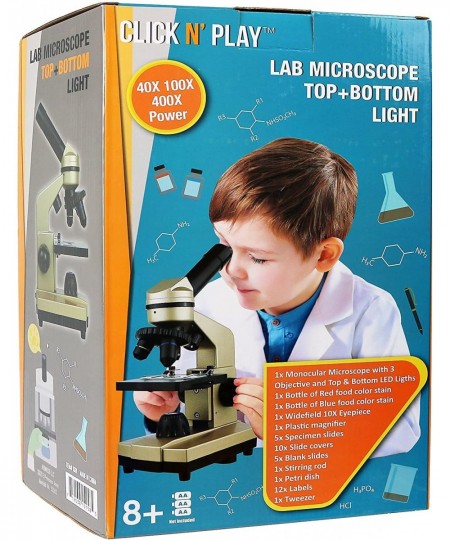 Microscope for Kids 3 Magnification Levels 40x 100x 400x Includes Slides Science Experiments & Accessories Portable Student M...