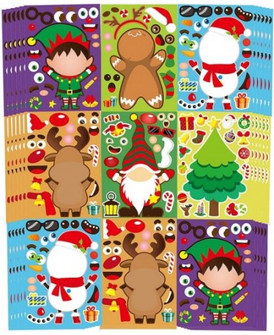 36 Sheets Christmas Party Games Sticker Make Your Own Gnome Gingerbread Man Snowman Reindeer Face Christmas Character Sticker...