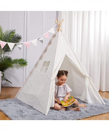 Kids Teepee Tent Playhouse 100 Natural Cotton Canvas with Window & Fixed Components The Best Gift for Your Baby White $71.26 ...