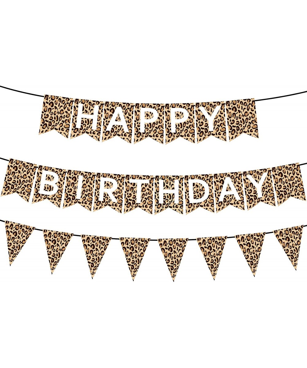 Leopard Print Happy Birthday Banner Cheetah Print Pennant Banner Cheetah Birthday Decorations Cheetah Party Decorations Jungl...