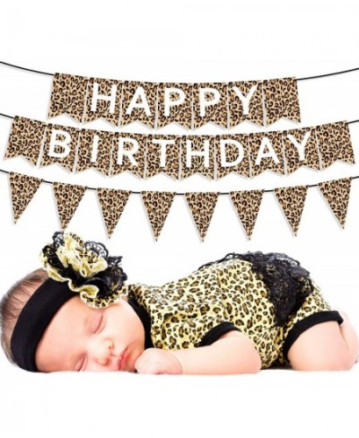 Leopard Print Happy Birthday Banner Cheetah Print Pennant Banner Cheetah Birthday Decorations Cheetah Party Decorations Jungl...