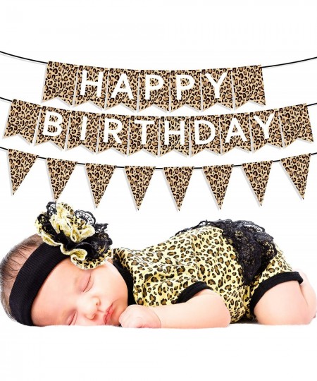 Leopard Print Happy Birthday Banner Cheetah Print Pennant Banner Cheetah Birthday Decorations Cheetah Party Decorations Jungl...