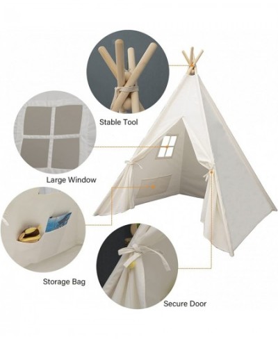 Kids Teepee Tent Playhouse 100 Natural Cotton Canvas with Window & Fixed Components The Best Gift for Your Baby White $71.26 ...