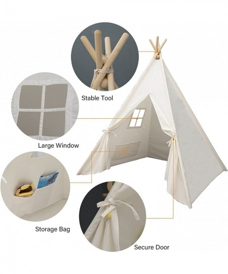 Kids Teepee Tent Playhouse 100 Natural Cotton Canvas with Window & Fixed Components The Best Gift for Your Baby White $71.26 ...