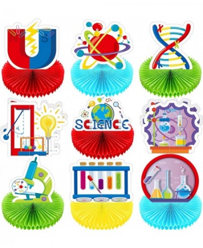 9 Pcs Science Party Decorations Honeycomb Centerpieces Favors Mad Scientist Birthday Supplies Chemistry Lab Week 3D for $18.4...