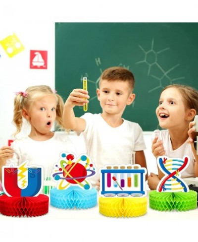 9 Pcs Science Party Decorations Honeycomb Centerpieces Favors Mad Scientist Birthday Supplies Chemistry Lab Week 3D for $18.4...