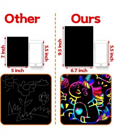 Christmas Gifts for Kids Rainbow Scratch Paper 65 Pcs 9.5 x 6.7 Large Sparkle Thick Black Rainbow Scratch Art Paper for Kids:...