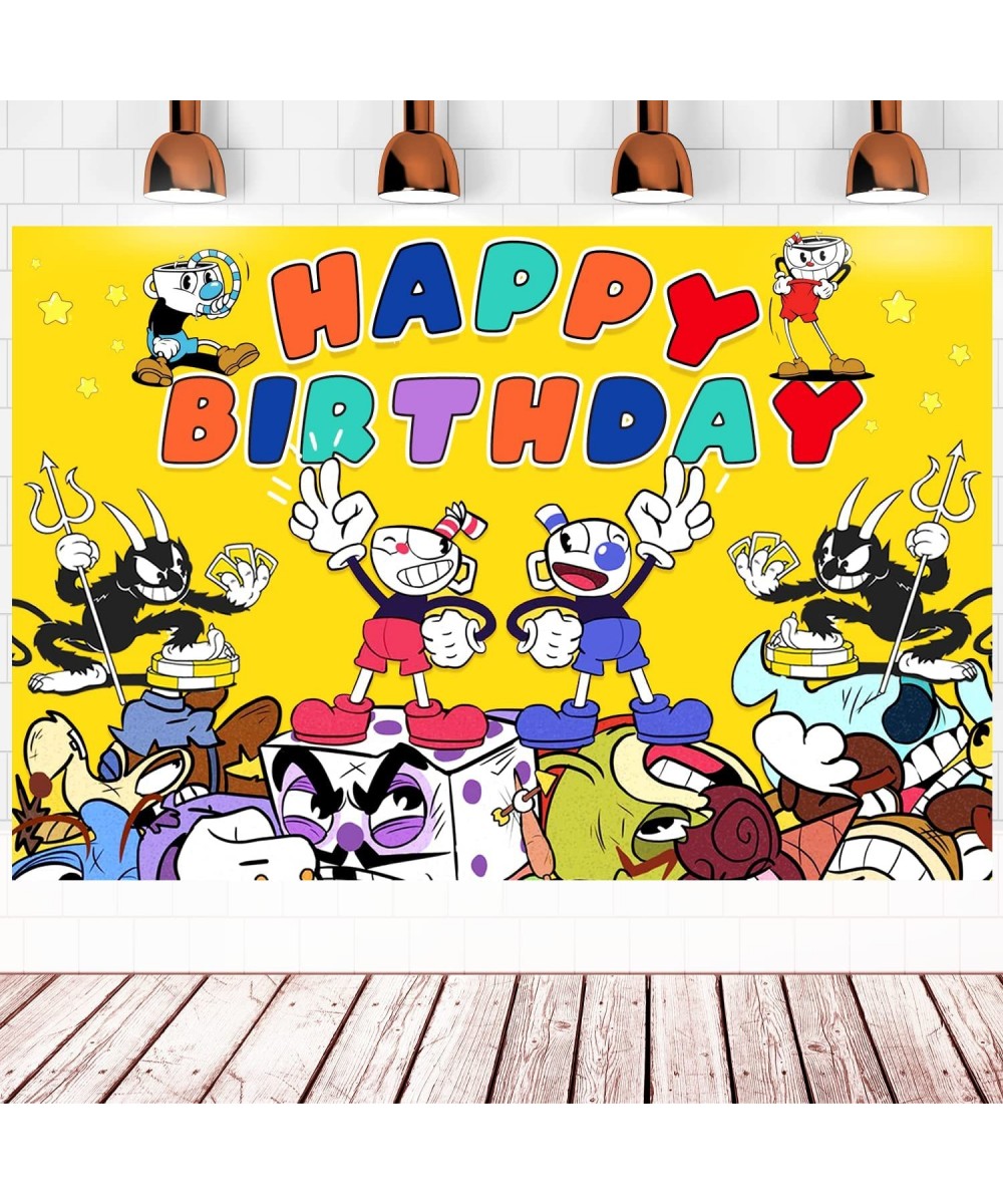 Cup Birthday Supplies Cup Party Decorations 5x3FT Cup Cartoon Backdrop Cup Birthday Decorations for Birthday Party Photograph...