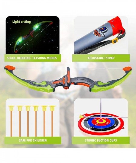 Bow and Arrow for Kids with LED Lights - Upgrade Archery Set Toys Includes 1 Super Bow 8 Suction Cups Arrows 2 in 1 Target an...