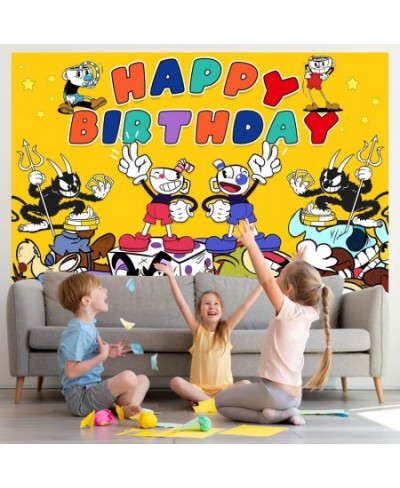 Cup Birthday Supplies Cup Party Decorations 5x3FT Cup Cartoon Backdrop Cup Birthday Decorations for Birthday Party Photograph...