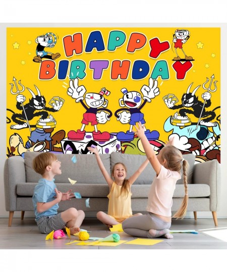 Cup Birthday Supplies Cup Party Decorations 5x3FT Cup Cartoon Backdrop Cup Birthday Decorations for Birthday Party Photograph...