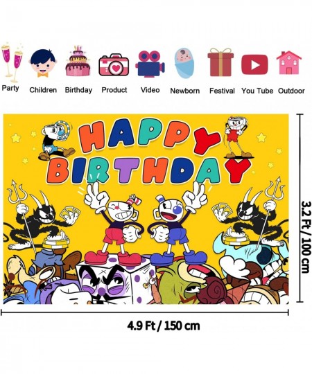 Cup Birthday Supplies Cup Party Decorations 5x3FT Cup Cartoon Backdrop Cup Birthday Decorations for Birthday Party Photograph...