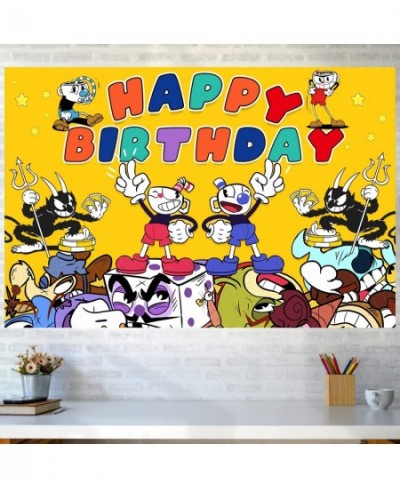 Cup Birthday Supplies Cup Party Decorations 5x3FT Cup Cartoon Backdrop Cup Birthday Decorations for Birthday Party Photograph...