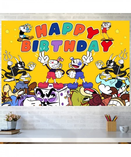 Cup Birthday Supplies Cup Party Decorations 5x3FT Cup Cartoon Backdrop Cup Birthday Decorations for Birthday Party Photograph...