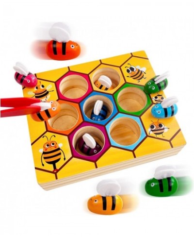 Toddler Fine Motor Skill Toys Clamp Bee to Hive Matching Game Montessori Wooden Color Sorting Puzzle Early Learning Preschool...