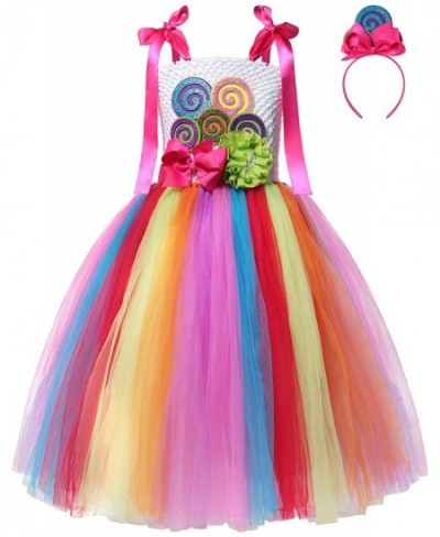 Girls Candyland Rainbow Tulle Dresses Costume Birthday Pageant Dress Up with Headband (Rainbow Costume 9-10 Years) $55.22 - K...