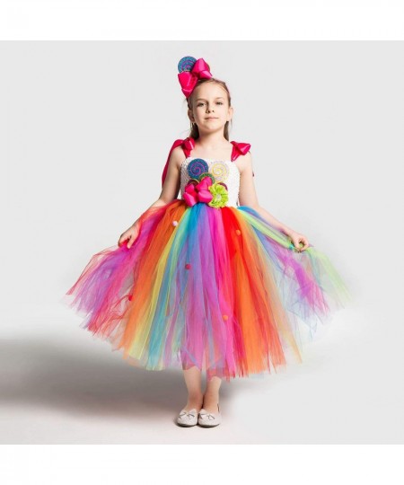 Girls Candyland Rainbow Tulle Dresses Costume Birthday Pageant Dress Up with Headband (Rainbow Costume 9-10 Years) $55.22 - K...