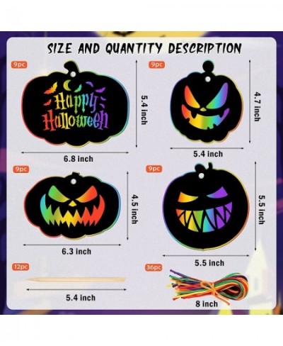 36PCS Thanksgiving Day Scratch Paper Crafts Kit Pumpkins Magic Rainbow Scratch Art for Kids DIY Party Ornaments Thanksgiving ...