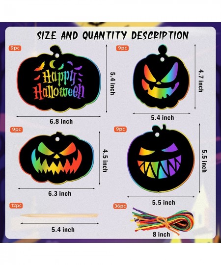 36PCS Thanksgiving Day Scratch Paper Crafts Kit Pumpkins Magic Rainbow Scratch Art for Kids DIY Party Ornaments Thanksgiving ...