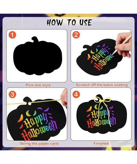 36PCS Thanksgiving Day Scratch Paper Crafts Kit Pumpkins Magic Rainbow Scratch Art for Kids DIY Party Ornaments Thanksgiving ...