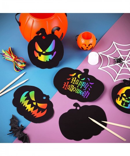 36PCS Thanksgiving Day Scratch Paper Crafts Kit Pumpkins Magic Rainbow Scratch Art for Kids DIY Party Ornaments Thanksgiving ...