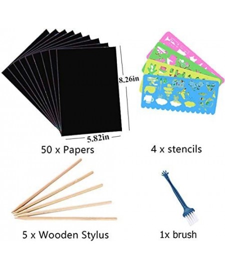 Scratch Art Paper for Kids - 50 Pcs Magic Rainbow Scratch Off Paper Set 32k（M） $17.99 - Kids' Drawing & Writing Boards