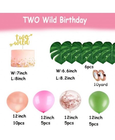 Two Wild Birthday Party Decorations Jungle Themed Secend Girl Birthday Party Supplies Set Cute Animals Head Balloons and Two ...