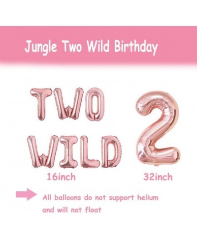 Two Wild Birthday Party Decorations Jungle Themed Secend Girl Birthday Party Supplies Set Cute Animals Head Balloons and Two ...