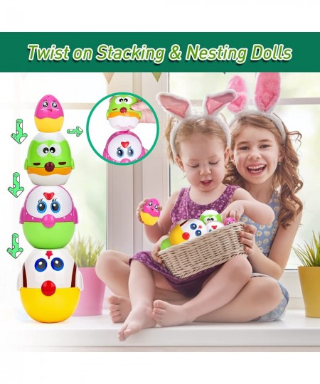 Easter Basket Stuffers Babies Nesting Easter Eggs Toy Baby Easter Basket Suffers 1 Year Old Baskets Stacking Toy for Kids 8 P...