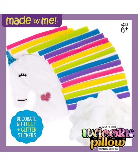 Make Pillow by Horizon Group USA Unicorn Shaped DIY Decorative Pillow. Fiberfill Glitter Stickers & Rainbow Fleece Strips Inc...