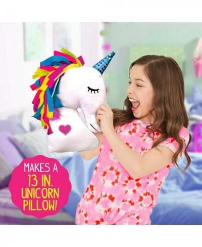 Make Pillow by Horizon Group USA Unicorn Shaped DIY Decorative Pillow. Fiberfill Glitter Stickers & Rainbow Fleece Strips Inc...