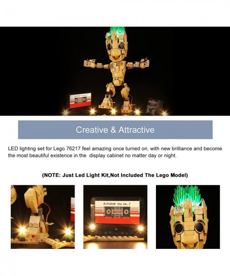 LED Light Kit for Lego Groot Building Set Creative Lighting Compatible with Lego I am Groot- Newest Music Version No Model In...